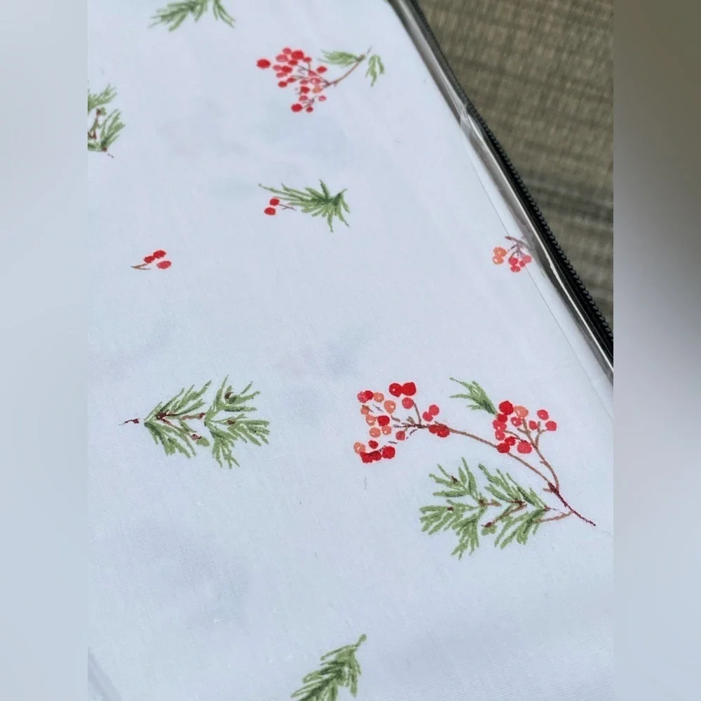 Lauren Ralph Lauren Red Green White Forest Holiday Cotton QUEEN Sheet Set 4pc